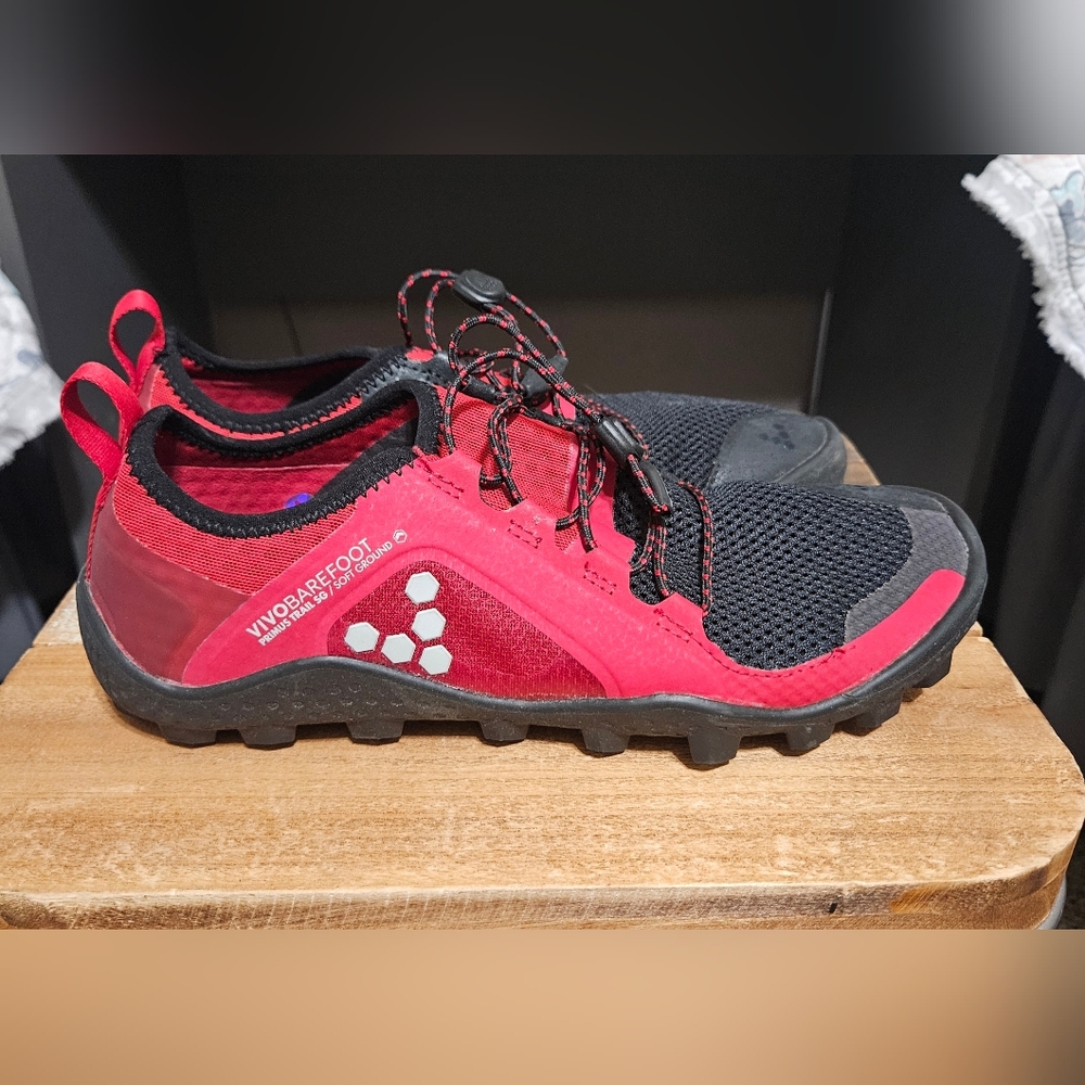 Vivo Barefoot Red and Black Women's Minimalist Trail Sneakers